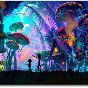 Rick and Morty Cartoon Mushroom Wall Art